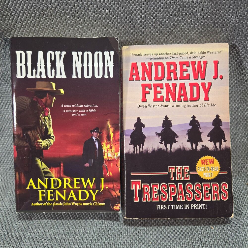 Lot of 2 Andrew J. Fenady Western Paperbacks Black Noon & The Trespassers